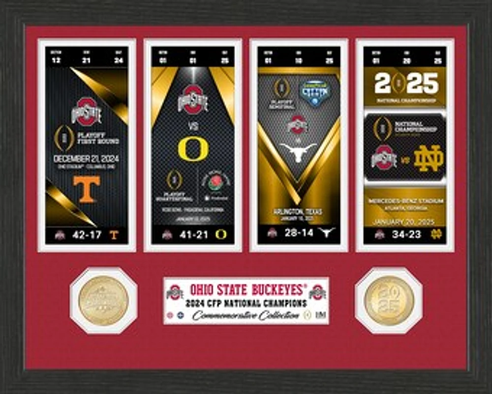 Highland Mint Ohio State Buckeyes College Football Playoff 2025 National Champions 12" x 15" Ticket Collection Bronze Coin Photo Mint
