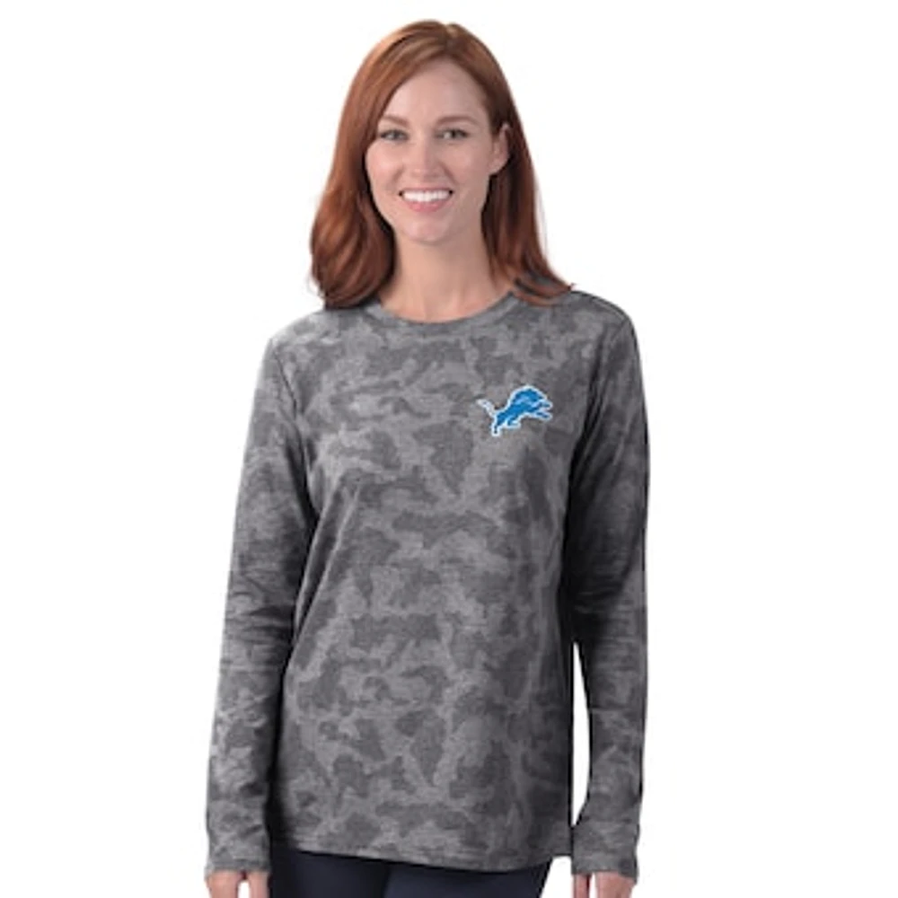 Women's MSX by Michael Strahan Grey Detroit Lions Camo Performance Long Sleeve T-Shirt