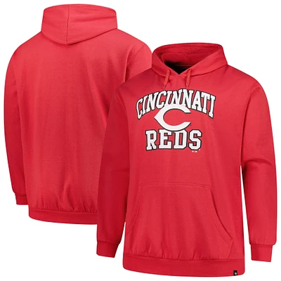 Men's '47 Red Cincinnati Reds Big & Tall Velocity Fleece Pullover Hoodie