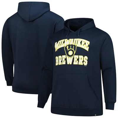 Men's '47 Navy Milwaukee Brewers Big & Tall Velocity Fleece Pullover Hoodie