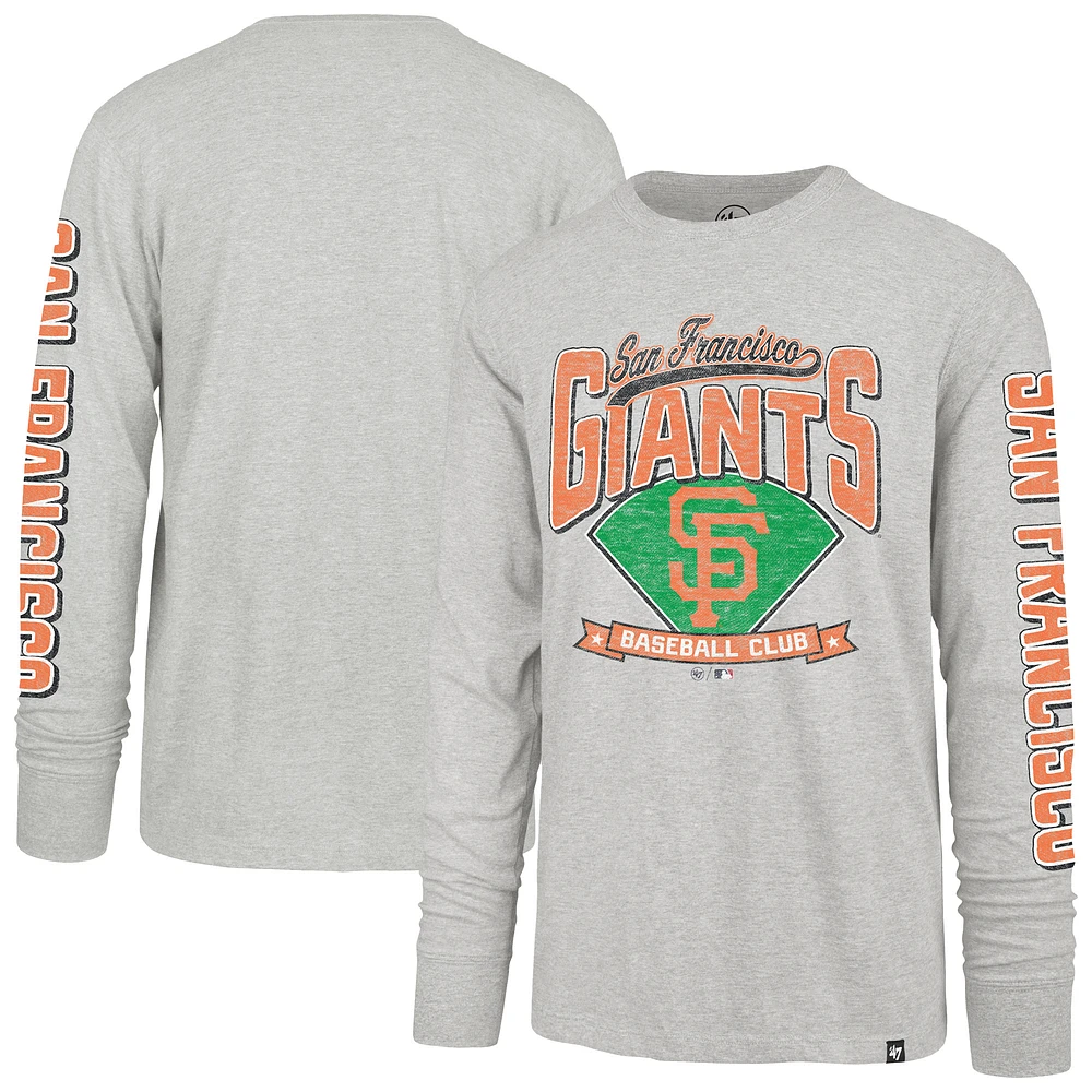 Men's '47 Gray San Francisco Giants Big & Tall Distressed Franklin Long Sleeve T-Shirt