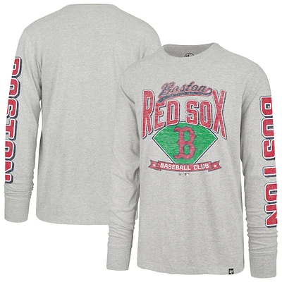 Men's '47 Gray Boston Red Sox Big & Tall Distressed Franklin Long Sleeve T-Shirt
