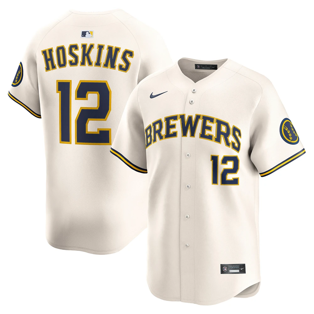 Men's Nike Rhys Hoskins Cream Milwaukee Brewers Home Limited Player Jersey