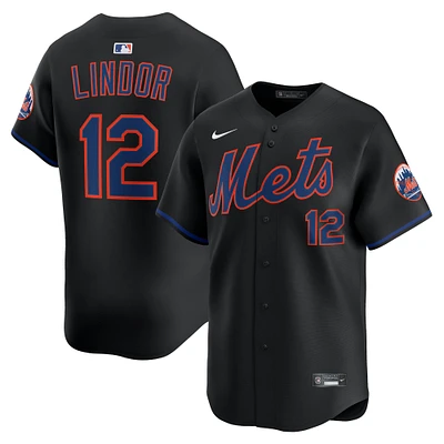 Men's Nike Francisco Lindor Black New York Mets Alternate Limited Jersey