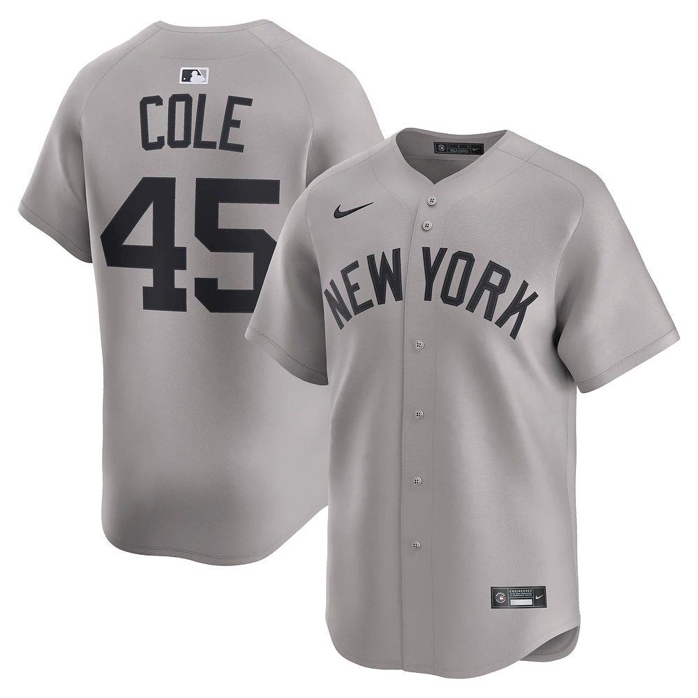 Men's Nike Gerrit Cole Gray New York Yankees Road Limited Player Jersey