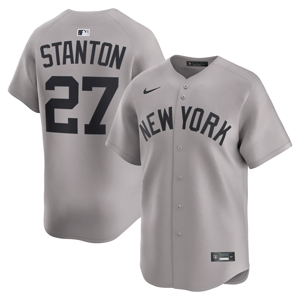 Men's Nike Giancarlo Stanton Gray New York Yankees Road Limited Jersey