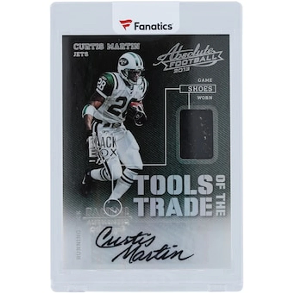 Curtis Martin New York Jets Autographed 2013 Panini Absolute Cleat Relic Black Box #3 #1/1 Card