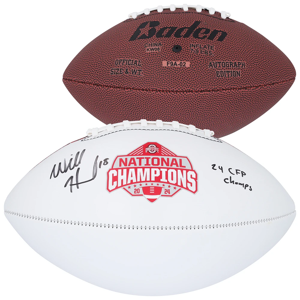 Will Howard Ohio State Buckeyes Autographed 2024 College Football Playoff National Champions White Panel Football with "24 CFP Champs" Inscription