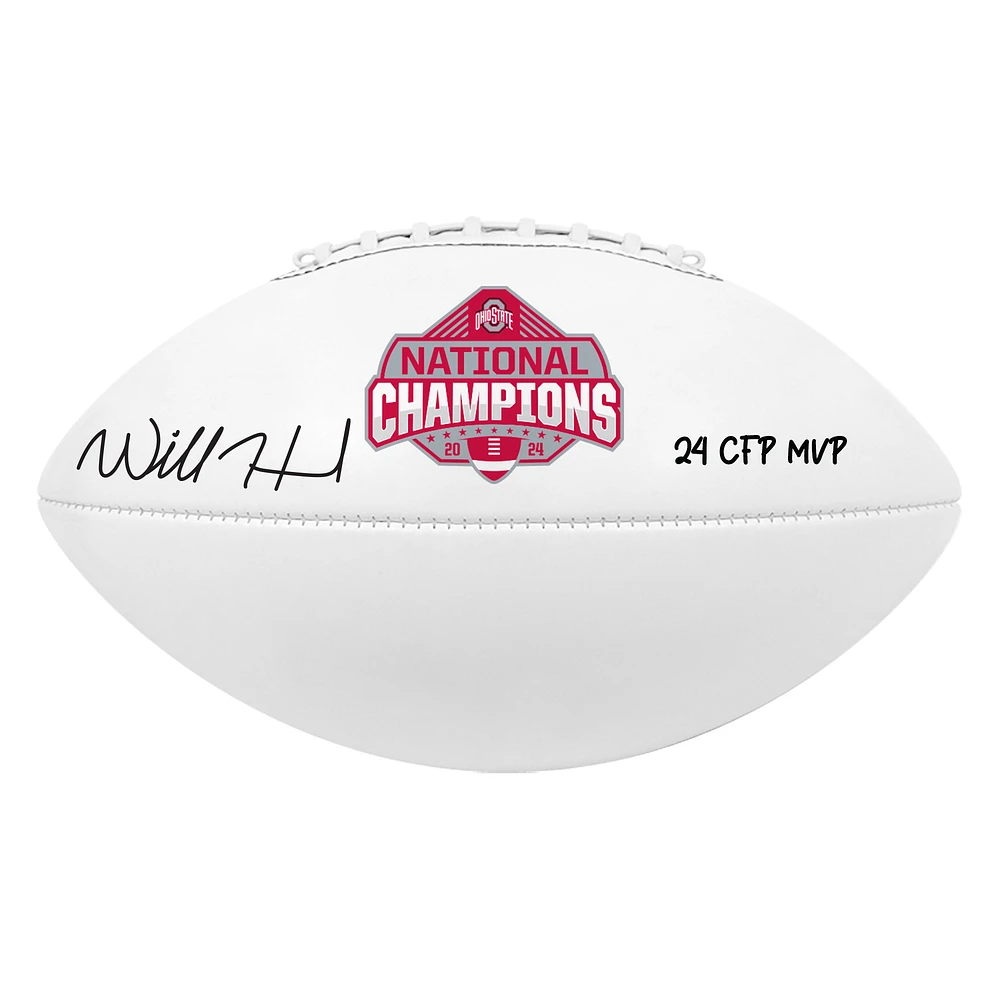 Will Howard Ohio State Buckeyes Autographed 2024 College Football Playoff National Champions White Panel Football with "24 CFP MVP" Inscription