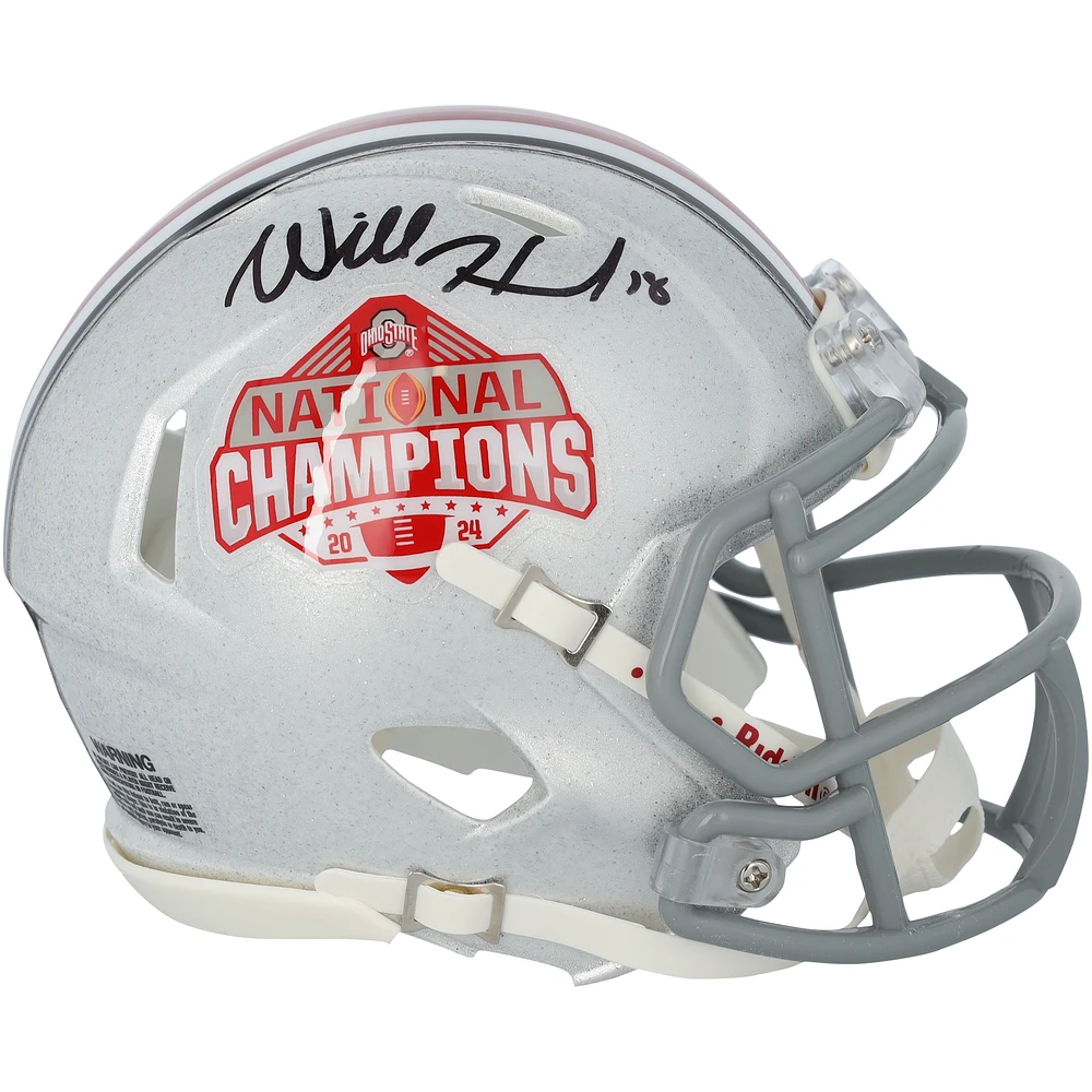 Will Howard Ohio State Buckeyes Autographed 2024 College Football Playoff National Champions Logo Riddell Speed Mini Helmet