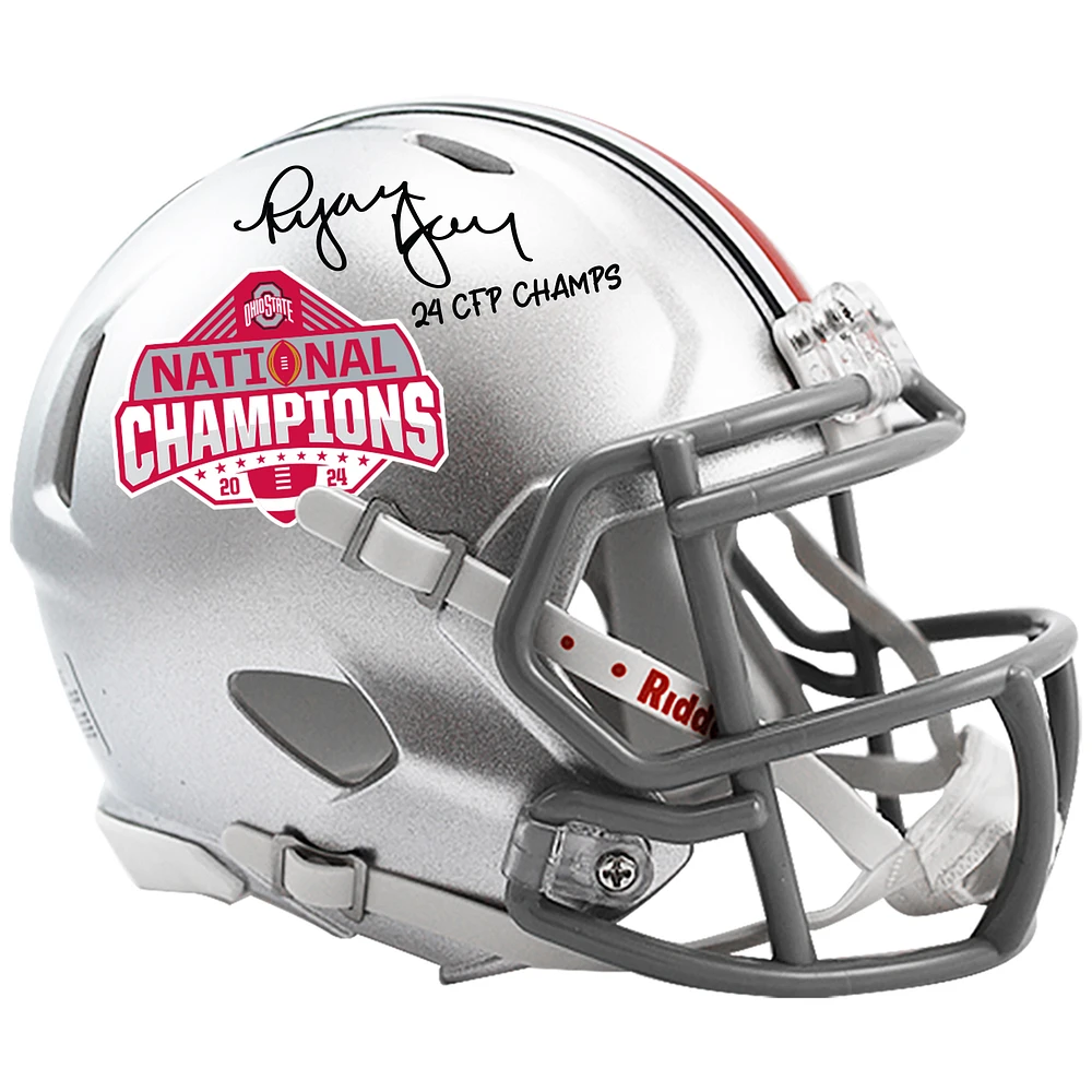 Ryan Day Ohio State Buckeyes Autographed 2024 College Football Playoff National Champions Logo Riddell Speed Mini Helmet with "24 CFP Champs" Inscription
