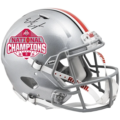 Emeka Egbuka Ohio State Buckeyes Autographed 2024 College Football Playoff National Champions Logo Riddell Speed Authentic Helmet