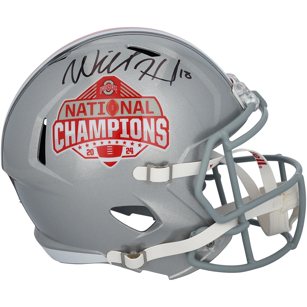Will Howard Ohio State Buckeyes Autographed 2024 College Football Playoff National Champions Logo Riddell Speed Replica Helmet