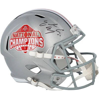 Emeka Egbuka Ohio State Buckeyes Autographed 2024 College Football Playoff National Champions Logo Riddell Speed Replica Helmet