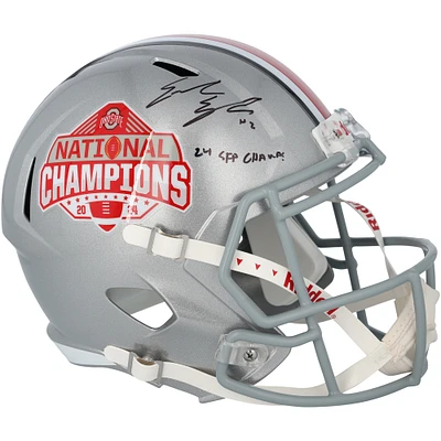 Emeka Egbuka Ohio State Buckeyes Autographed 2024 College Football Playoff National Champions Logo Riddell Speed Replica Helmet with "24 CFP Champs" Inscription
