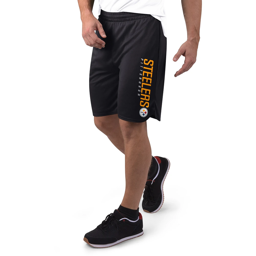 Men's MSX by Michael Strahan Black Pittsburgh Steelers Mesh Shorts