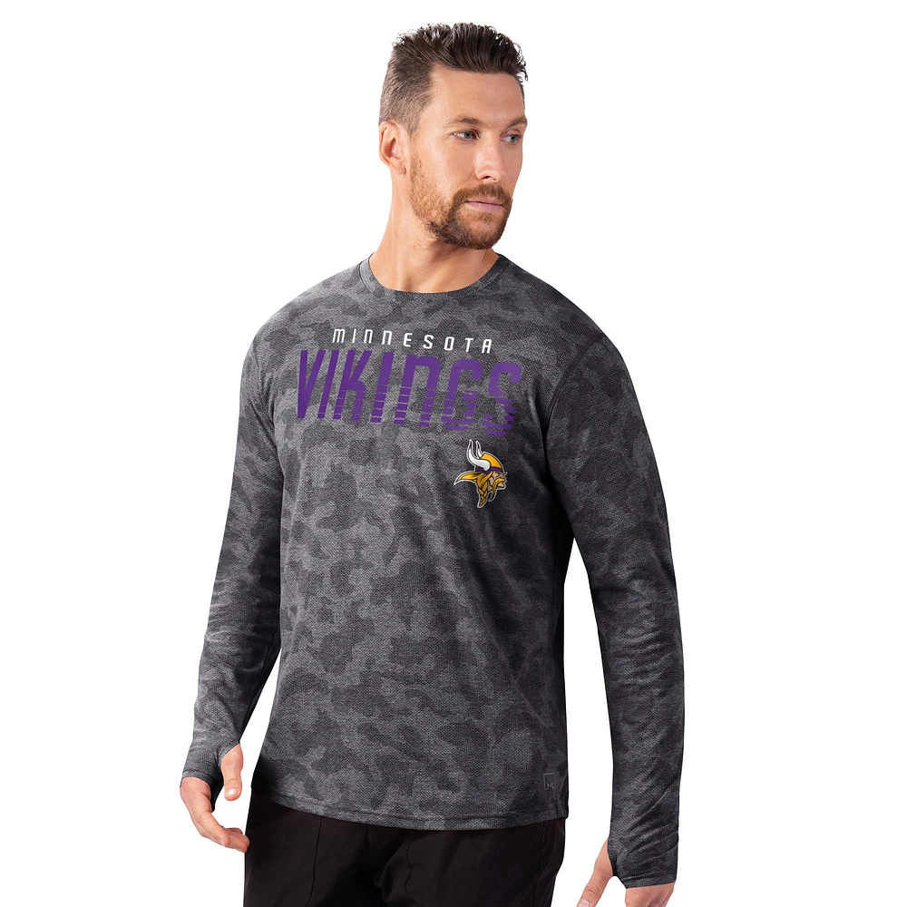 Men's MSX by Michael Strahan Black Minnesota Vikings Performance Camo Long Sleeve T-Shirt