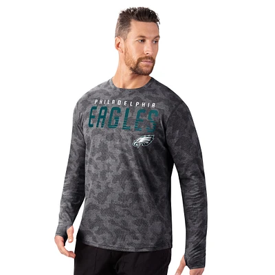 Men's MSX by Michael Strahan Black Philadelphia Eagles Performance Camo Long Sleeve T-Shirt
