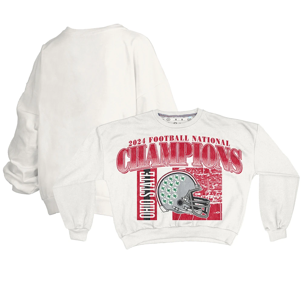 Women's Pressbox White Ohio State Buckeyes College Football Playoff 2024 National Champions Zone Oversized Sweatshirt
