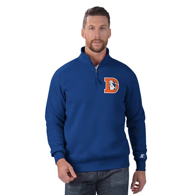 Men's Starter Royal Denver Broncos Classic Quarter-Zip Pullover Sweatshirt
