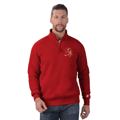 Men's Starter Red Tampa Bay Buccaneers Classic Quarter-Zip Pullover Sweatshirt