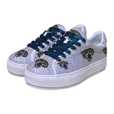 Women's Cuce White Jacksonville Jaguars Crystal Team Logo Sneakers