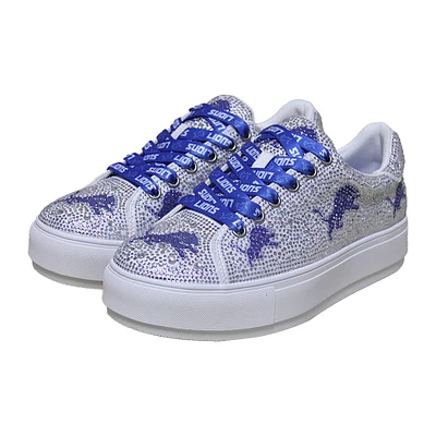 Women's Cuce White Detroit Lions Crystal Team Logo Sneakers