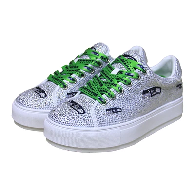 Women's Cuce White Seattle Seahawks Crystal Team Logo Sneakers