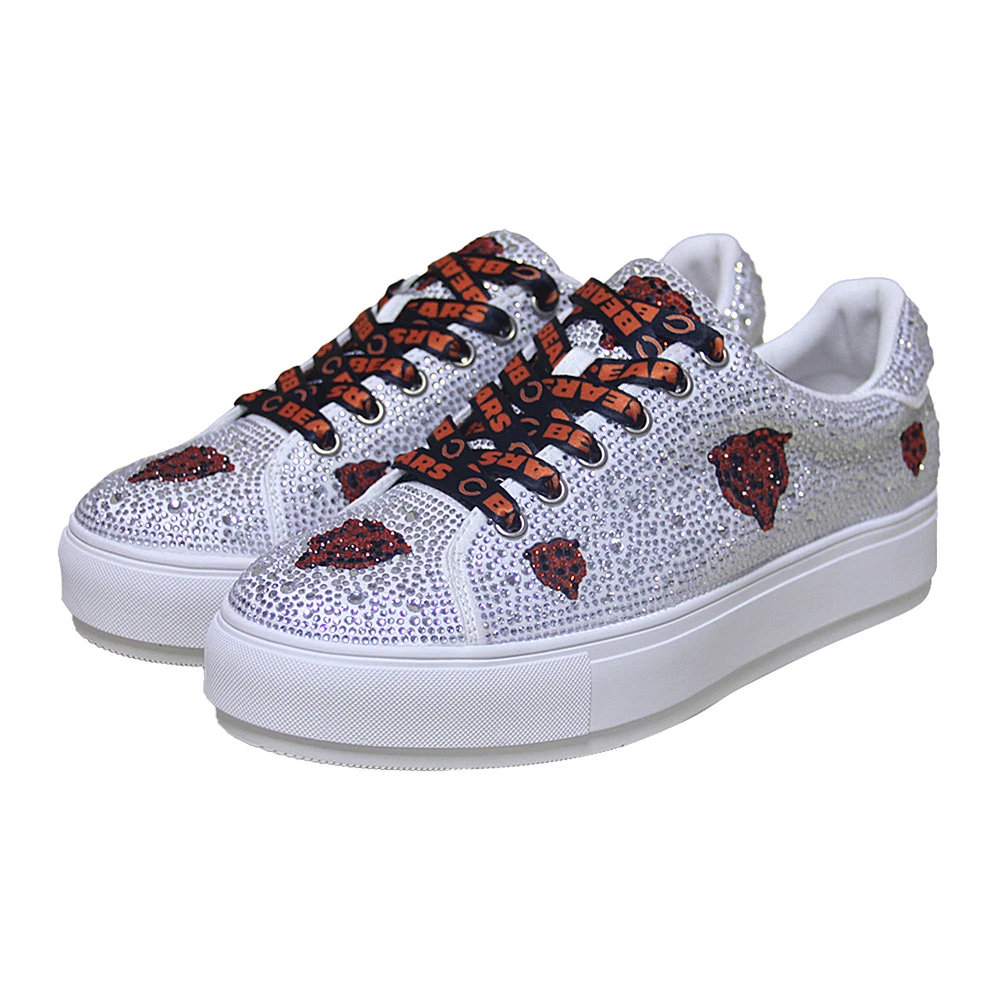 Women's Cuce White Chicago Bears Crystal Team Logo Sneakers