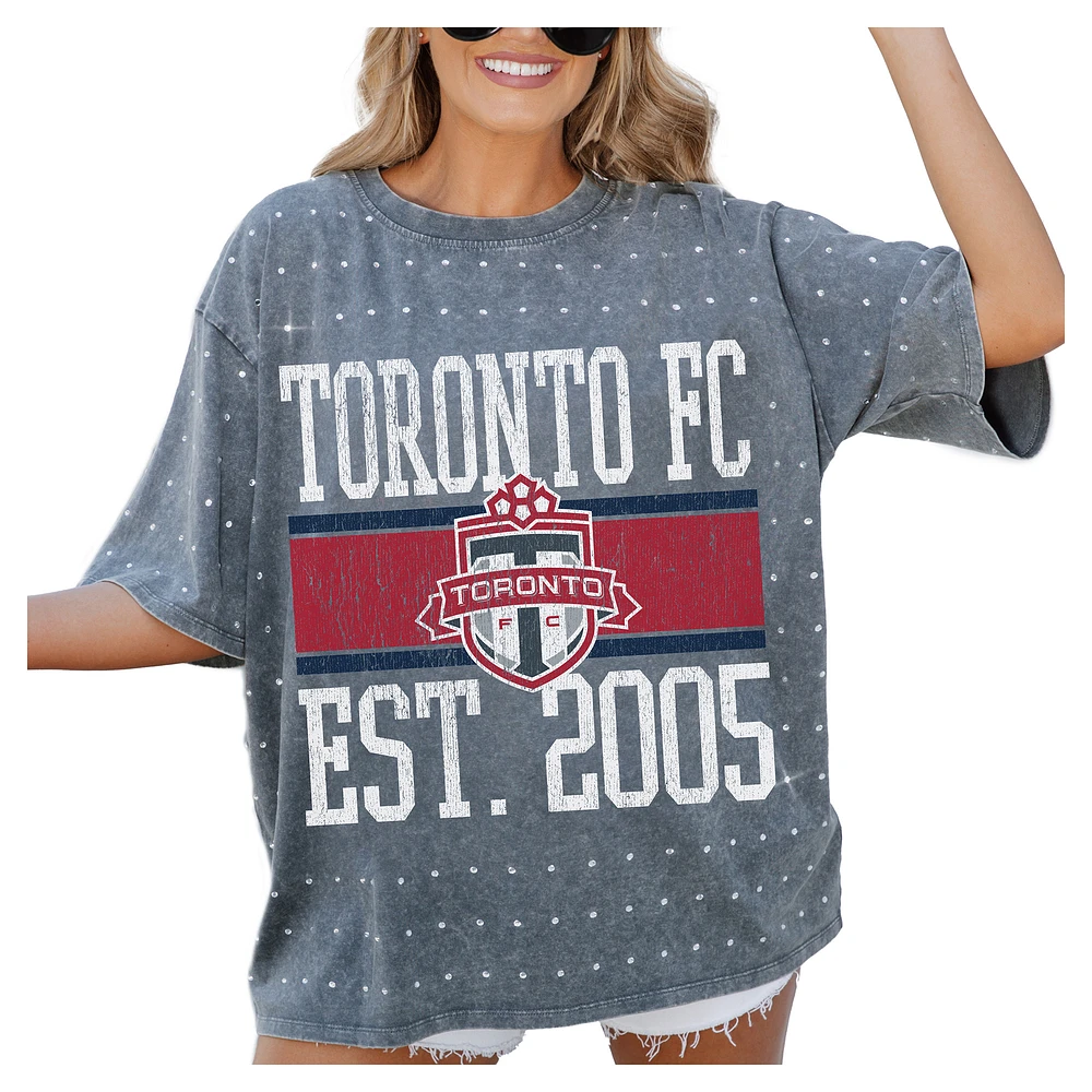 Women's Gameday Couture Gray Toronto FC Oversized Mini Rhinestone Classic T-Shirt