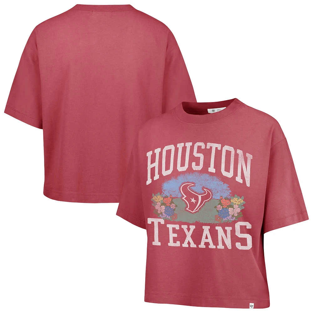 Women's '47 Light Red Houston Texans Florentina Montauk Cropped T-Shirt