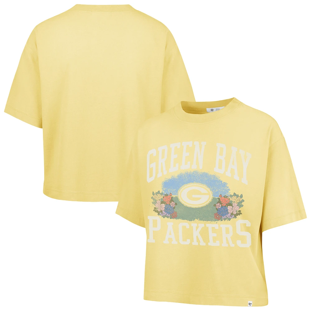 Women's '47 Yellow Green Bay Packers Florentina Montauk Cropped T-Shirt
