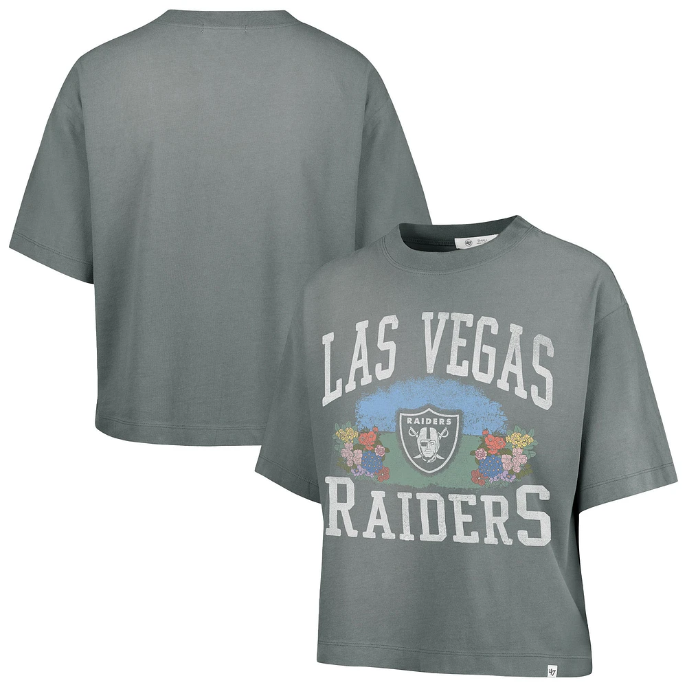 Women's '47 Gray Las Vegas Raiders Florentina Montauk Cropped T-Shirt