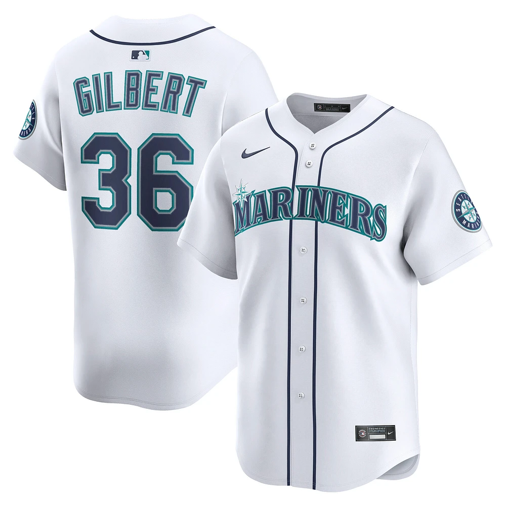 Men's Nike Logan Gilbert White Seattle Mariners Home Limited Player Jersey