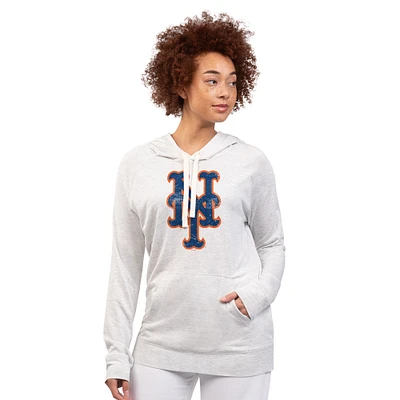 Women's G-III 4Her by Carl Banks Oatmeal New York Mets Pregame Pullover Hoodie