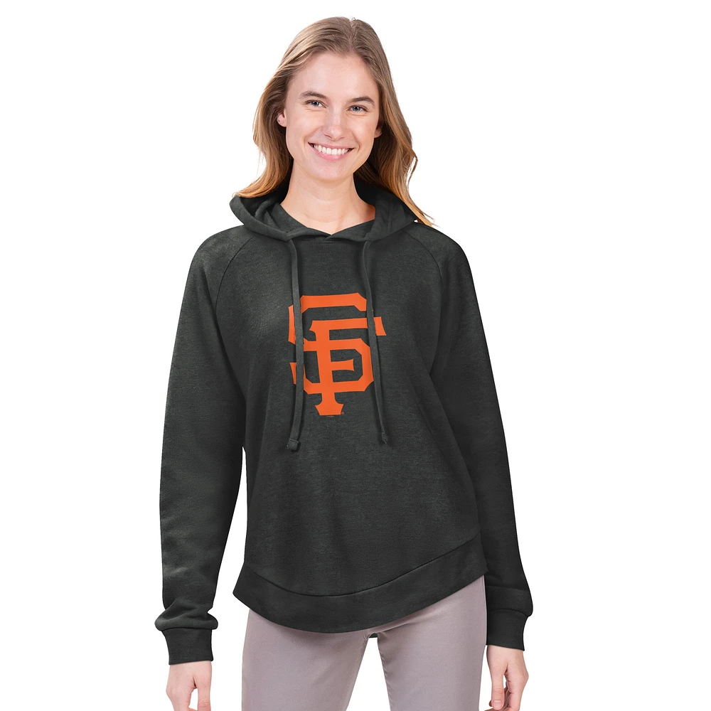 Women's G-III 4Her by Carl Banks Charcoal San Francisco Giants Jordan Angel Raglan Fleece Pullover Hoodie