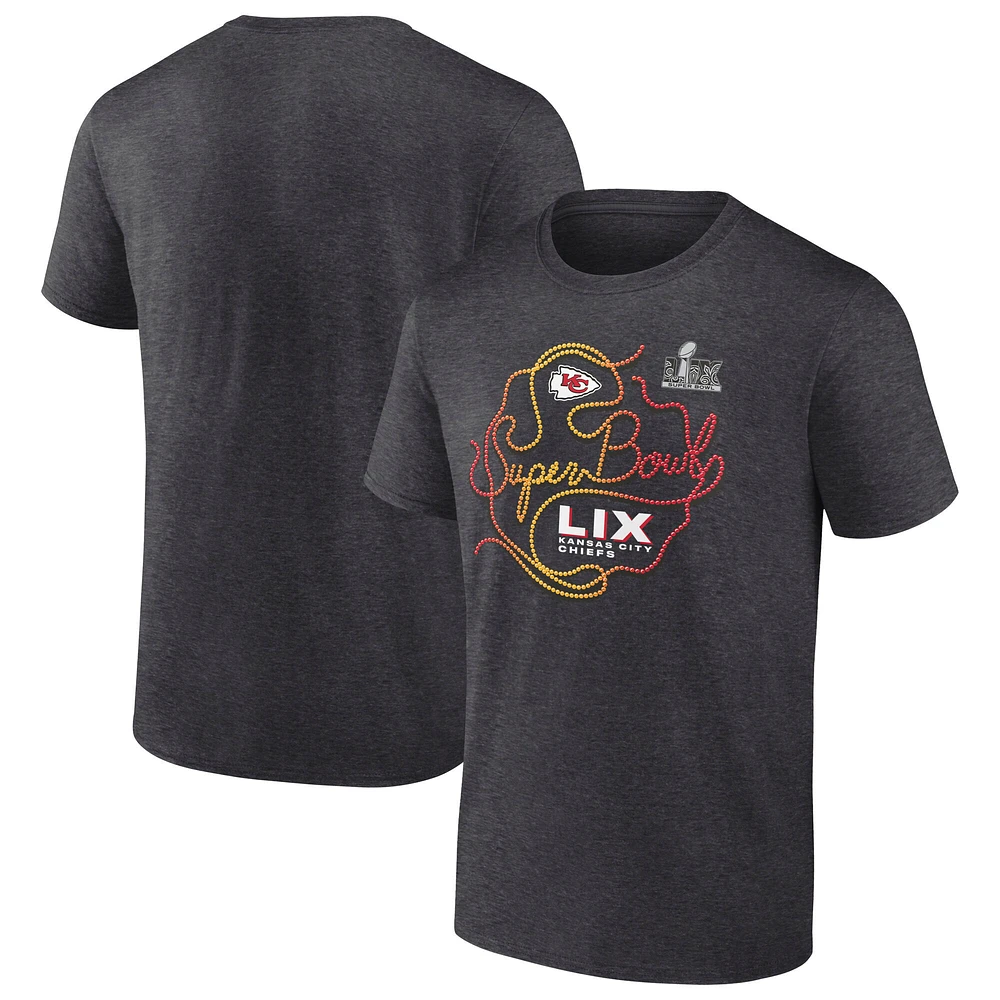 Men's Fanatics Heather Charcoal Kansas City Chiefs Super Bowl LIX Big & Tall Local T-Shirt