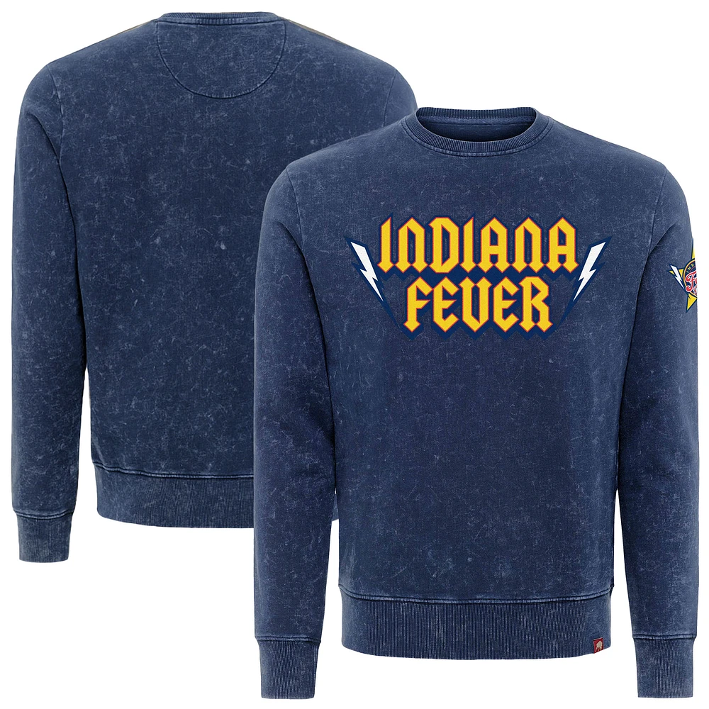 Unisex Sportiqe Navy Indiana Fever Rock & Roll Collection Freddy Mineral Wash Pullover Sweatshirt