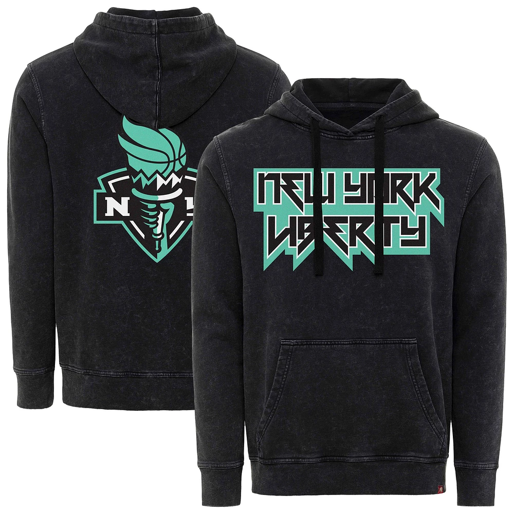 Unisex Sportiqe Black New York Liberty Rock & Roll Collection Jimi Mineral Wash Pullover Hoodie