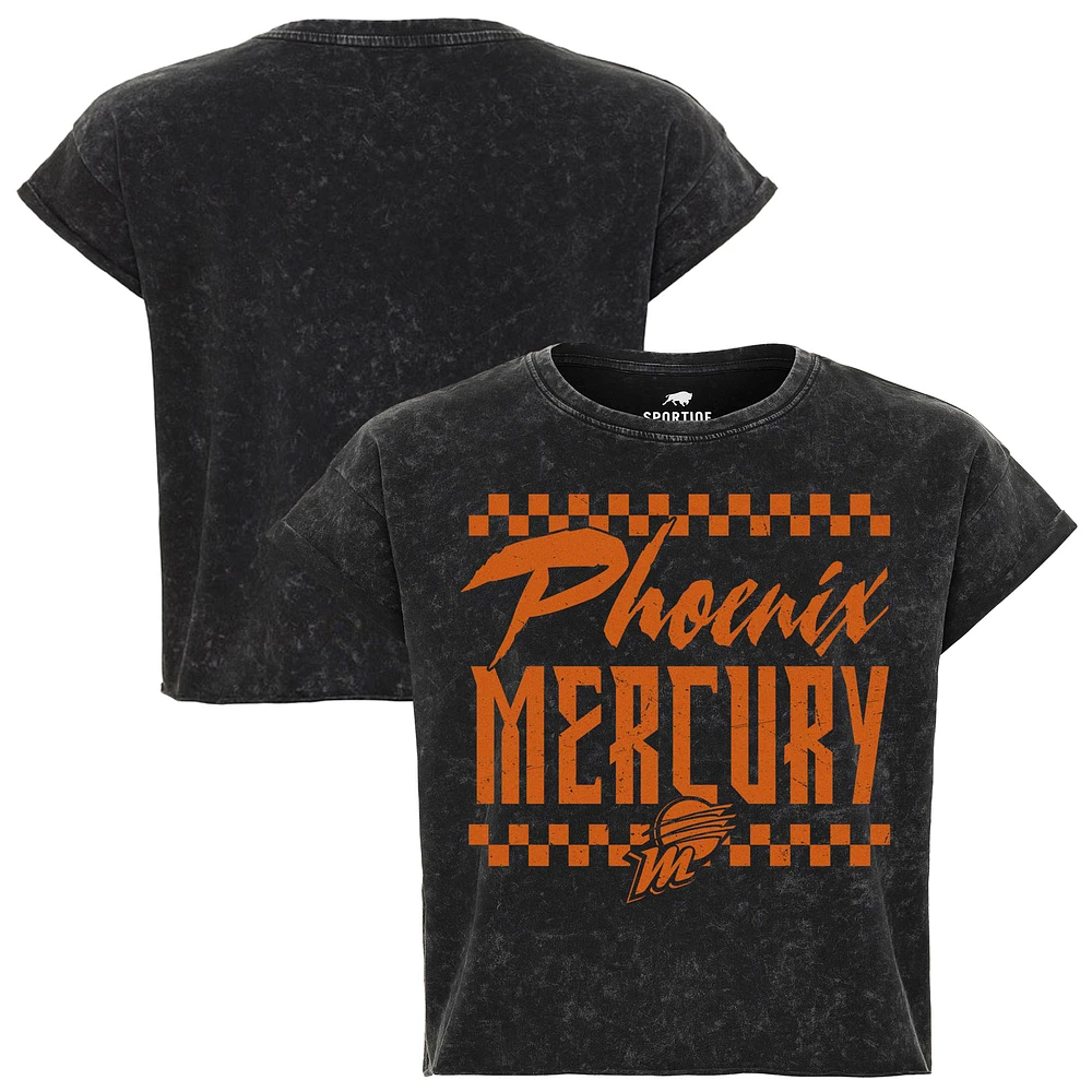 Women's Sportiqe Black Phoenix Mercury Rock & Roll Collection Gwen Mineral Wash Cropped T-Shirt