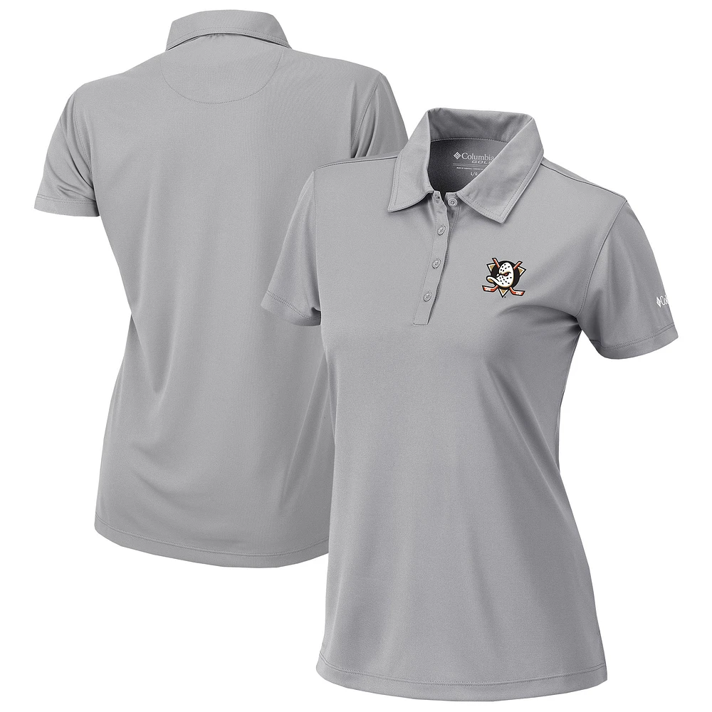 Women's Columbia Gray Anaheim Ducks Omni-Wick Birdie Polo