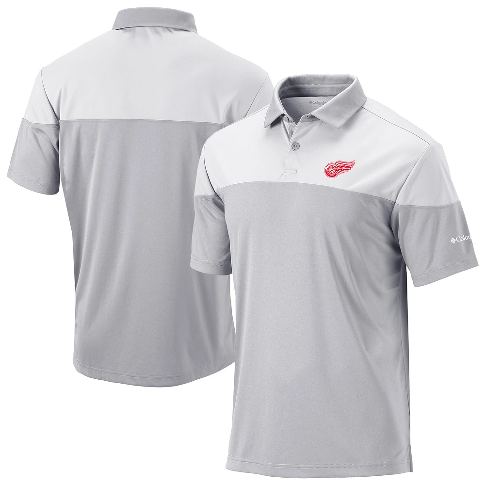 Men's Columbia Gray/White Detroit Red Wings Best Ball Omni-Wick Polo