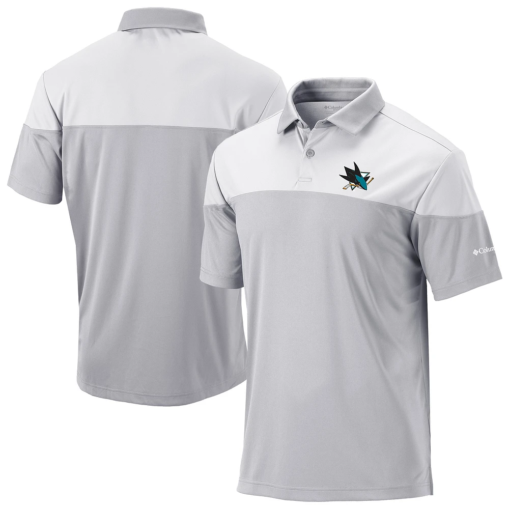 Men's Columbia Gray/White San Jose Sharks Best Ball Omni-Wick Polo