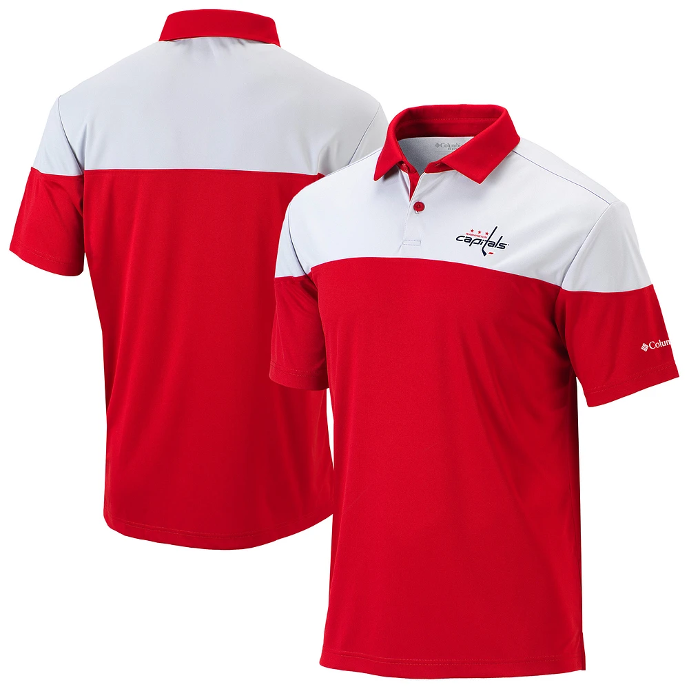 Men's Columbia Red/White Washington Capitals Best Ball Omni-Wick Polo