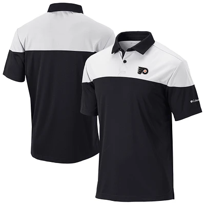 Men's Columbia Black/White Philadelphia Flyers Best Ball Omni-Wick Polo