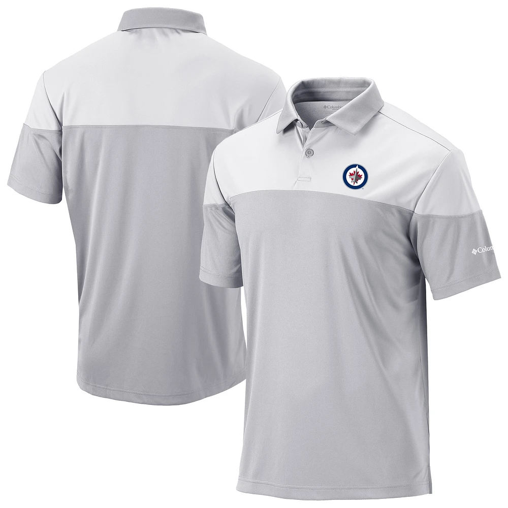 Men's Columbia Gray/White Winnipeg Jets Best Ball Omni-Wick Polo