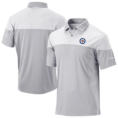Men's Columbia Gray/White Winnipeg Jets Best Ball Omni-Wick Polo