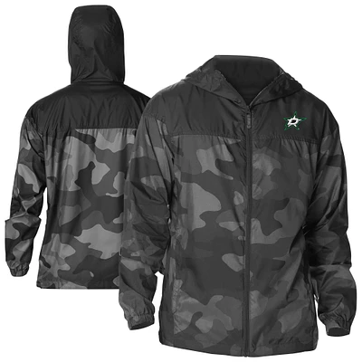 Men's Columbia Black Dallas Stars Camo Flash Challenger Omni-Shade Full-Zip Hoodie Windbreaker