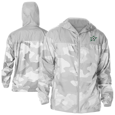 Men's Columbia Gray Dallas Stars Camo Flash Challenger Omni-Shade Full-Zip Hoodie Windbreaker