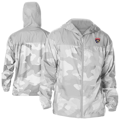 Men's Columbia White Florida Panthers Camo Flash Challenger Omni-Shade Full-Zip Hoodie Windbreaker